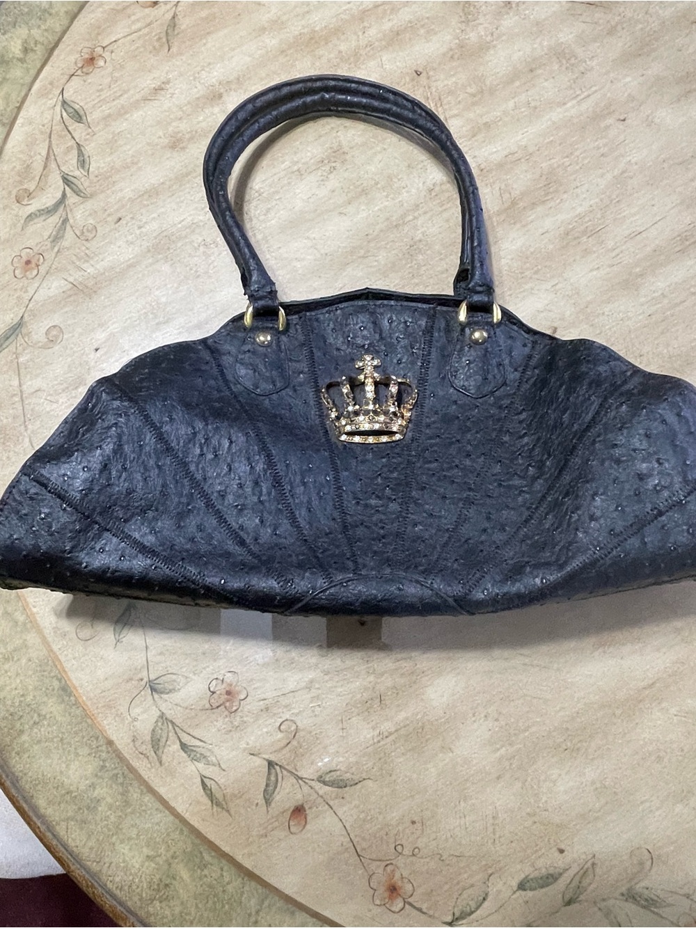 Black Women’s Carryall Handbag with Crown Emblem